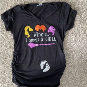 Winnie I smell a Child Maternity Top. Rouched side